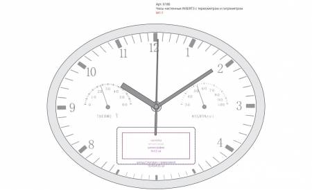 Часы настенные INSERT3 с термометром и гигрометром - места нанесения
